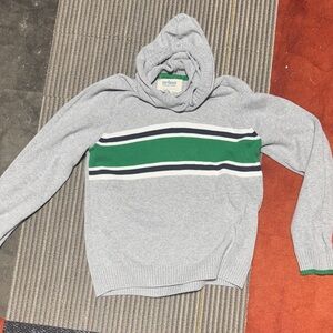 Urban Pipeline Gray Sweater Hoodie with Green and Black Stripes